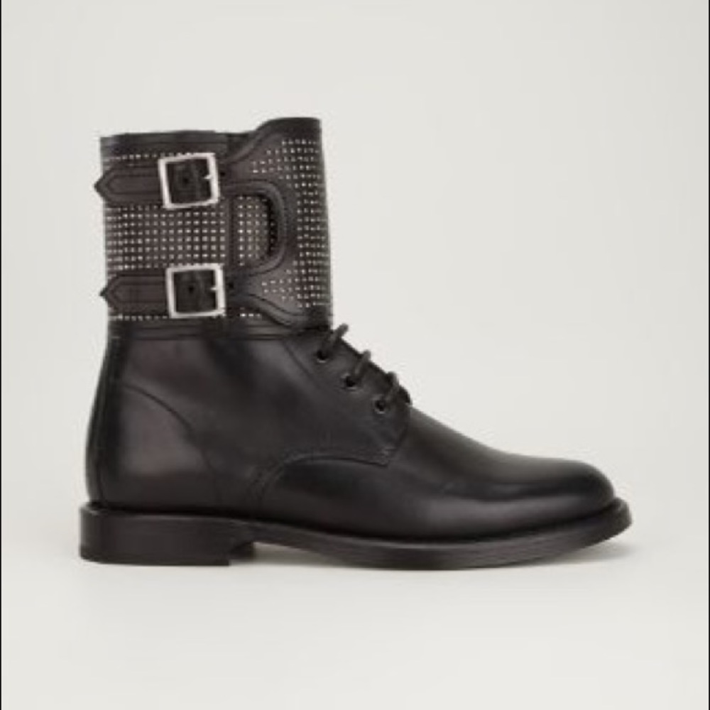 YSL Yves Saint Laurent Combat Moto Boots